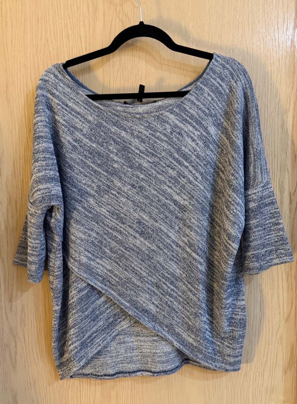 White House Black Market Gray Marled Asymmetrical Knit Top Medium